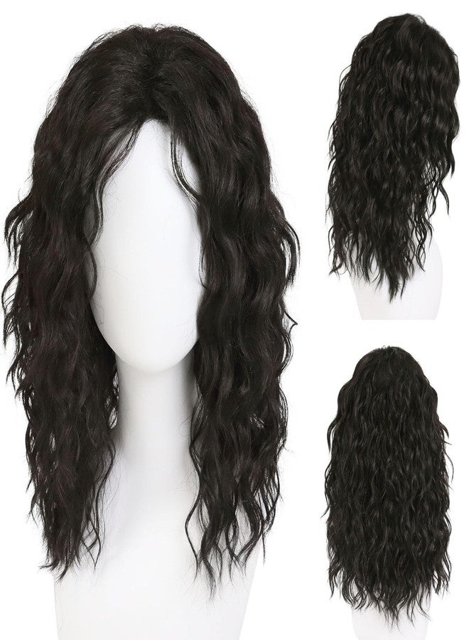 GNIMEGIL 20inch Shoulder Length Mens Wigs Dark Brown Wig 70s 80s Cosplay Halloween Costume Brunette Wig For Men Music Festivals Synthetic Hair - Image 1
